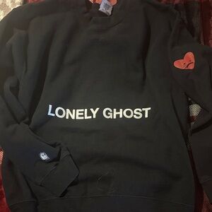 LONELY GHOST Black Crewneck Sweater, medium